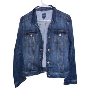 J.Jill Denim Jacket Womens Size L Blue Jean Trucker Classic Casual Outerwear